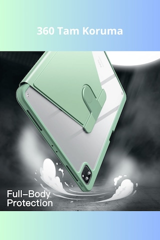 İpad Air Uyumlu 13 İnç 2024 360 Derece Dönebilen Standlı Pino İpad Uyumlu Tablet Kılıfı