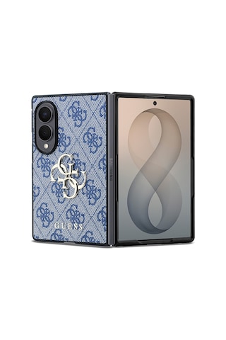Samsung Galaxy Z Fold 8 Uyumlu Kılıf Guess Lisanslı 4g Desenli Metal Büyük 4g Ve Yazı Logolu Kapak Mavi