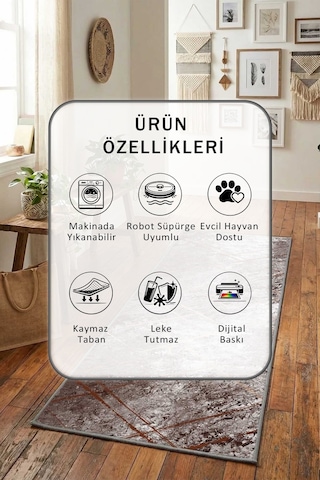 Ehl-56 Yıkanabilir Yolluk Kahve