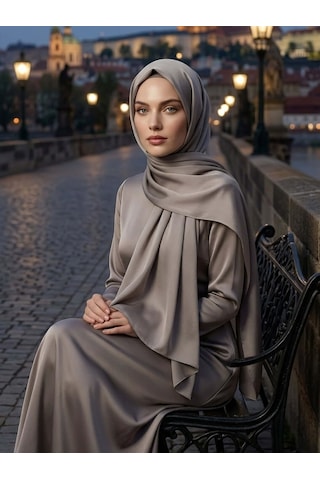 Camellia Scarfs Abiye Saten Janjan Şal Gümüş Göz Kamaştıran Zarafet
