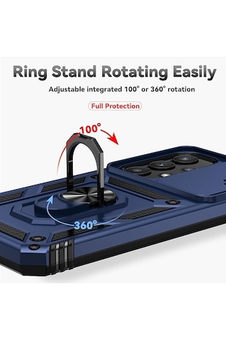 Samsung Galaxy A35 İle Uyumlu Kılıf Magnetik Standlı Kamera Korumalı Sürgülü Kapak