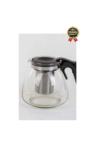 Özel Üretim Isıya Dayanıklı Bitki Çayı Şeffaf Büyük Çelik Süzgeçli Cam Çaydanlık Demlik 1.1 Litre Çok Renkli