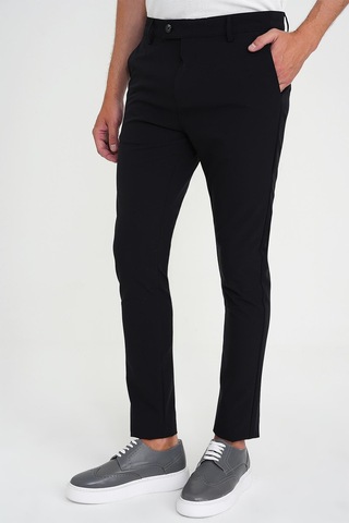 Efor Slim Fit Yan Cepli Esnek Düz Siyah Pamuk Pantolon P 1197 Siyah