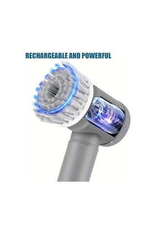 Fochsia Wireless Elektrikli Döner Temizleyici Grey Usb Şarjlı Değiştirilebilir Fırça Başlıkları 6 Farklı Fırça Banyo Mutfak Araba Cam