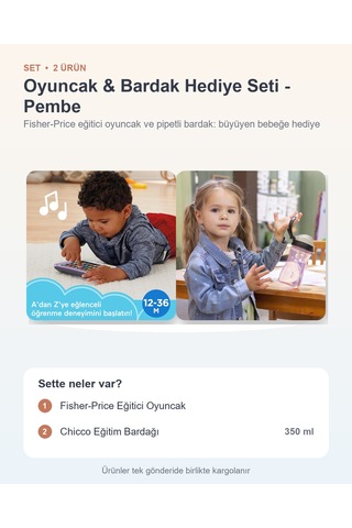 Oyuncak & Bardak Hediye Seti 2 Parça: Fisher-price Eğitici Oyuncak + Chicco Eğitim Bardağı - Pembe