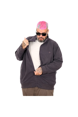 Mode Xl Erkek Büyük Beden Hırka Fermuarlı U24442 Füme