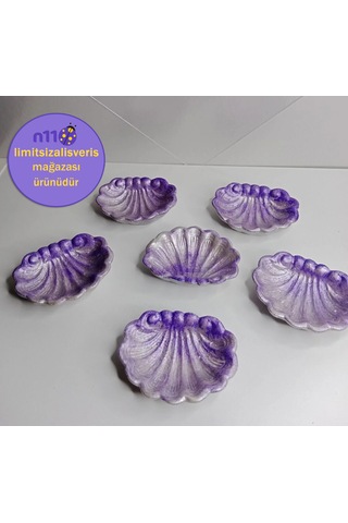 6 Adet İstiridye Dekoratif Tabak Obje Lokumluk 6'lı Set
