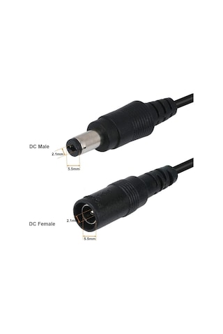 Alfais 4382 Dc Adaptör Uzatma Kablosu 1 Metre 5.5mm x 2.1mm Dişi Erkek