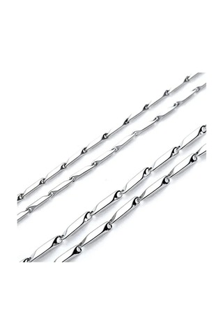 Unisex Çelik Kolye 55cm Küp Üçgen Zincir Model1 Gümüş