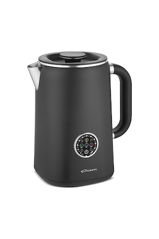 Ck-300 Therma Dijital Kettle 1.7l Dokunmatik Ekran Sıcak Tutma Fonksiyonu Double Wall El Yakmayan Gövde Çay, Kahve, Bitki Çayı Ve Mama Suyu Modları Siyah