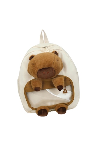 Homyl Capybara Sırt Çantası Doldurulmuş Hayvan Tatil Beyaz