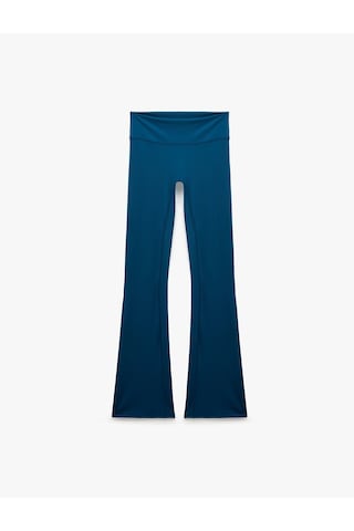 Koton Yüksek Bel Slim Fit Dikiş Detaylı Spor İspanyol Paça Tayt Petrol 7wak40230nk