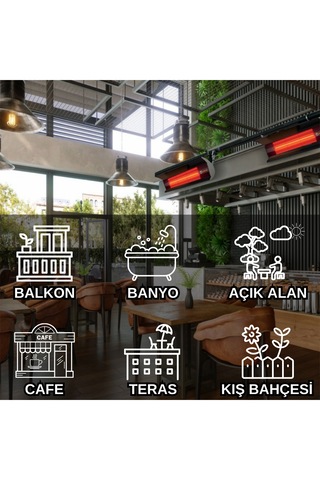 1800 Watt Sarı Işıklı Kumandasız Elektrikli Halojen Isıtıcı Soba Ip67 İç Mekânlara Uygun