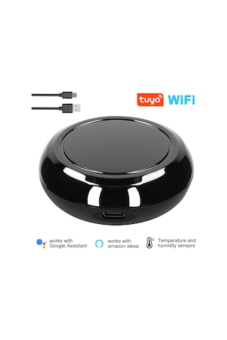 Shineyee Akıllı Ev Kontrolü İçin Tuya Wifi Sesli Kızılötesi Kumanda, Sıcaklık Ve Nem Sensörlü, Siyah