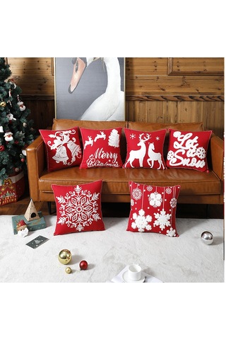 Hombey Noel Dekorasyonu Kumaş Yastık Kılıfı, Pamuk Kumaşı, 45x45 Cm, Havlu Dikişi, Gizli Fermuar, Yıkama Kolay, Noel Eve Dekor,  Fırsatı Diğer