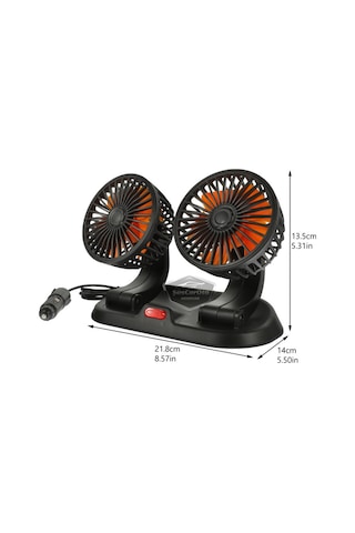 Üniversal Oto Ofis Araç İçi Torpido Üstü Vantilatör Çift Başlıklı Çakmaklık Girişli Kademeli Soğutucu Fan 360 Vantilatör 56645861