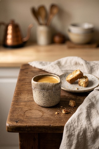 Must Bej/beyaz Stoneware El Yapımı Mug & Türk Kahvesi Karışık 2li Set 8638 Bej Beyaz