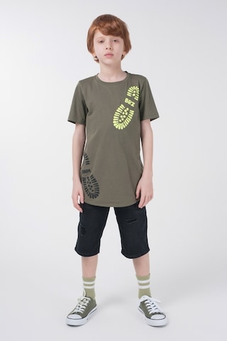 Brz Kids Baskılı Erkek Çocuk Kısa Kollu T-Shirt Haki