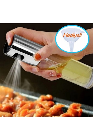 Sprey Yağdanlık Huni Hediyeli Sprey Cam Şişe Zeytinyağı, Sirke, Y