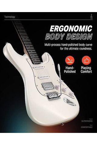 Donner Dst-152 Full-size St Elektro Gitar Seti Beyaz