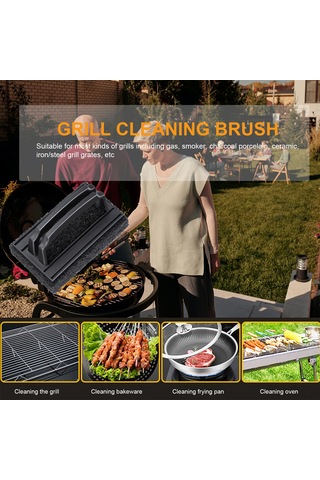 Padalink Siyah Sponge Barbeque Temizleme Fırça - Dayanıklı Pp Malzeme, Tüm Izgaralar İçin Kalın Yüzey, Yağ Ve Yemek Kalıntılarını Tamamen Kaldırır