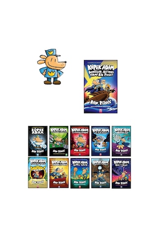 Köpek Adam İlk 11 Kitap + Kedi Çocuk 4 Kitap Set + Çıkartmalı Boyama