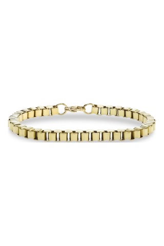 Erkek Çelik Bileklik 6mm Köşeli Kutu Zincir Premium Hediye 01811 Sarı