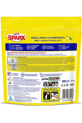 Asperox Sparx Hepsi Bir Arada Bulaşık Makinesi Tableti 30 Adet