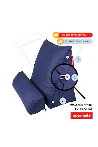 Xpermate Yükseklik Ayarlı Tv Yastığı Bel Destek Yastığı Lacivert
