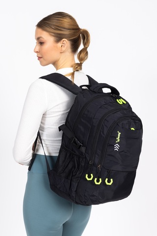 Fermuarlı Geniş Bölmeli Spor & Okul Sırt Çantası Hafif, Ergonomik Ve Dayanıklı Tasarım - Siyah Siyah