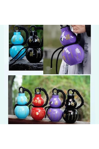 Skycity Siyah Mitoloji Kalebik Şekilli Plastik Matara 800ml - Eldiven Kordon Ve Metal Sticker İle Günlük Kullanım İçin Pratik Su Bardak Çok Renkli