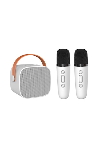 Reedark P2 Modeli İkili Mikrofonlu Bluetooth Hoparlör - Karaoke Ses Sistemi, Beyaz, 6w Güç, 2000mah Pil, Echo Efekti