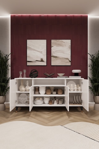 Asra Trend Lüks Konsol Tv Ünitesi %100 Mdf Salon Ve Yemek Odası Ünitesi Knsl02 Beyaz
