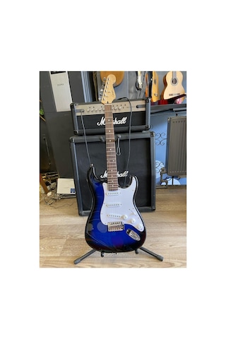 Strat Kasa Mavi Blueburst Elektro Gitar Sss Kılıf, Pena, Askı, Kablo Hediye