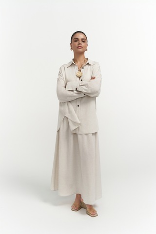 Mai Collection Mai Studios Co. Ambra Bej Gömlek Etek Takım Bej