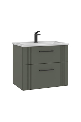 Orka Bari 65 Cm Mat Yeşil Banyo Dolabı Takımı Mat Yeşil