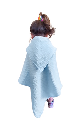 Joyous Mom Kids Organik Muslin Banyo Kese Ve Havlu Seti Mavi