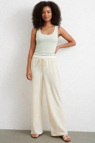Meine Liebe Unterwäsche Bel Bantlı Wide Leg Rahat Pantolon Krem Meine Liebe Unterwäsche Bel Bantlı Wide Leg Rahat Pantolon Krem