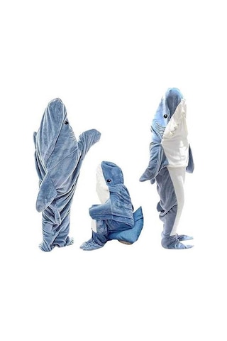 Pazly Shirin Köpekbalığı Battaniyesi - Sıcak Kapüşonlu Tulum, 210cm Çok Renkli Yetişkin Erkek Uyku İçin Çok Renkli