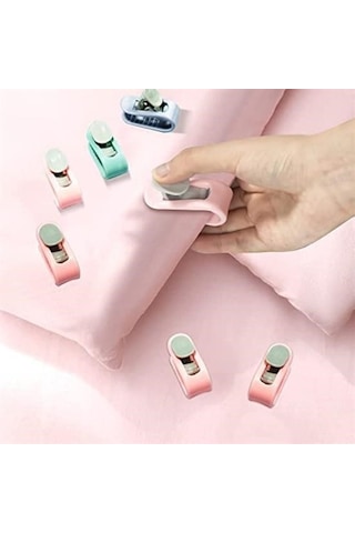 Ams Net 4 Adet İğnesiz Yorgan Çarşaf Ve Perde Tutucu Sabitleyici Kaydırmaz Örtü Düzenleyici Klips Çok Renkli