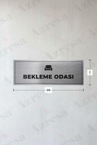 Bekleme Odası Yazılı - Metal - Gümüş Renk - Kapı İsimliği - 20x7 Cm