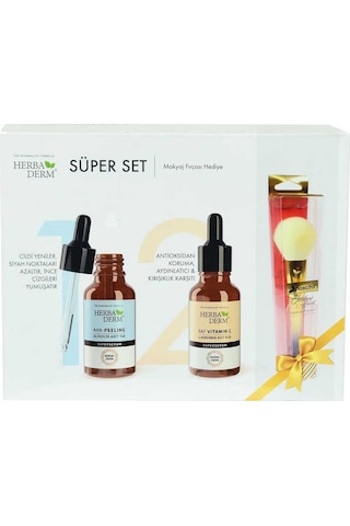 Süper Set Superserum Aha-peeling 30 Ml + Saf Vitamin C 30 Ml + Hediye Makyaj Fırçası