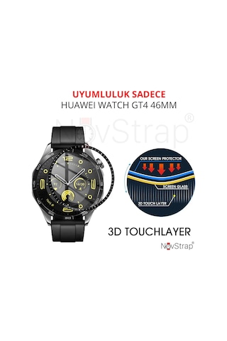 Novstrap Huawei Watch Gt4 46mm İle Uyumlu Ekran Koruyucu Nano Esnek Cam Tam Kaplayan Ppm