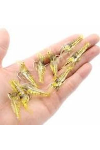Tunalar Tarım 5 X 4 Cm Fosforlu İğneli Silikon Karides Sarı Suni Balık Olta Yemi