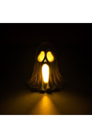 Dekoratif 3d Baskı Hayalet Mumluk Halloween Korku Temalı Ghost Biblo Led Mumluk Açık Gri