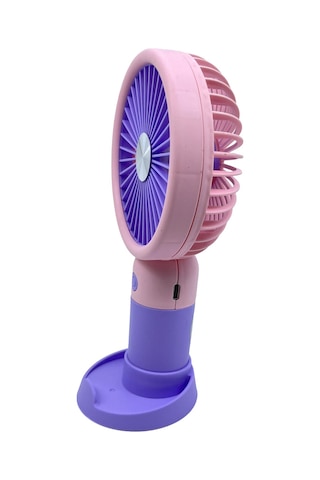 Şarjlı Taşınabilir El Pervanesi / Masa Üstü Mini Fan Mor-pembe