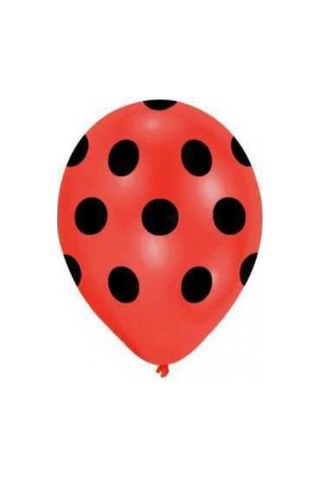 Siyah Puantiyeli Kırmızı Balon 5'li Paket Kırmızı