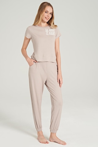 Feyza Kadın Kısa Kol Fitilli Bej Pijama Takım C1t7n0o5 001