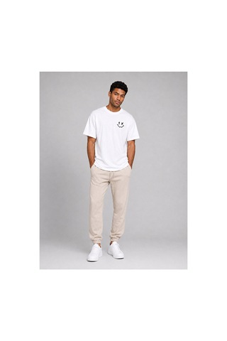 Nevermind Sevgili Kombini Smiley Baskılı Çift Tişört Oversize Unisex %100 P Beyaz