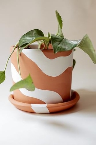 Terracotta Silindir Saksı+tabak Bohem Beyaz Küçük Diğer
